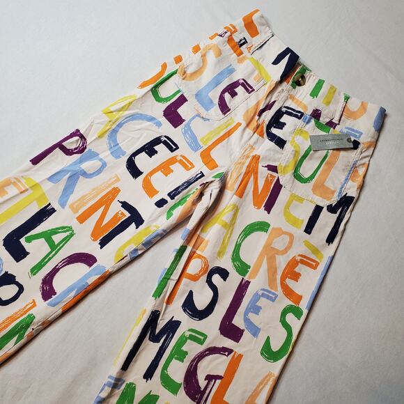 Maeve Anthropologie Women's Size 26P NWT Colette Cropped Wide-Leg Pants Multi - Picture 1 of 10